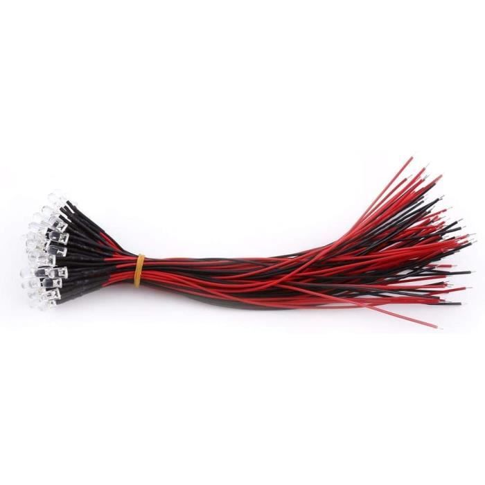 AZDelivery 20 Pièces De 5mm LED Avec 20cm De Câble Diodes LED Précâblées 12V Ultra Brillantes 5 Couleurs Diodes Lumineuses Précâblées Avec Anneaux De Montage EBook Inclus