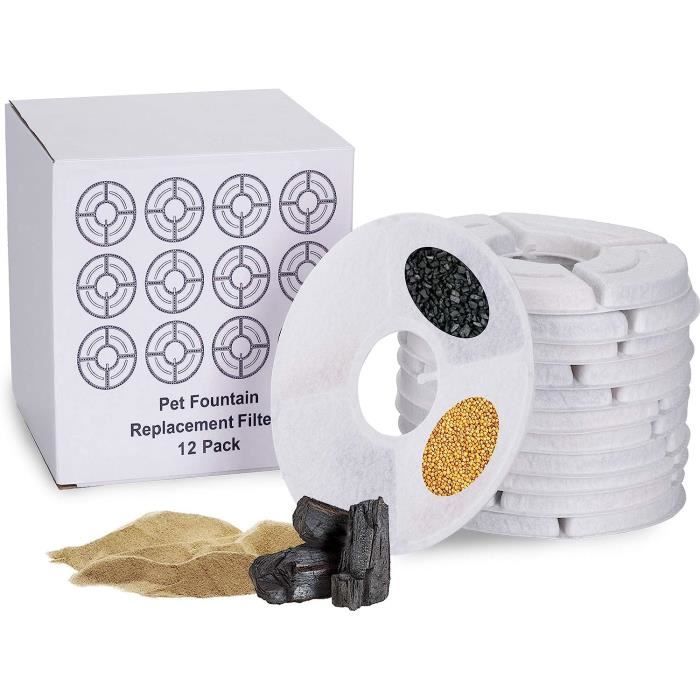 Filtres De Rechange Pour Fontaine à Chat Giotohun S11 / S11-pro / S11-plus / S11-pluspro - Lot De 12 Filtres + 12 éponges