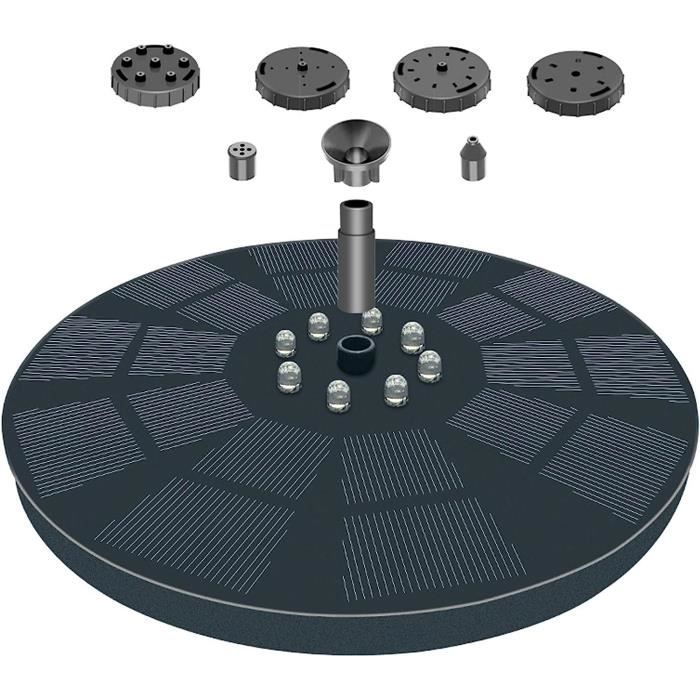 Fontaine Solaire SZMP 1.4W - 8 Buses + 4 Tiges Fixes - Pour Bain Oiseaux/Jardin/Étang