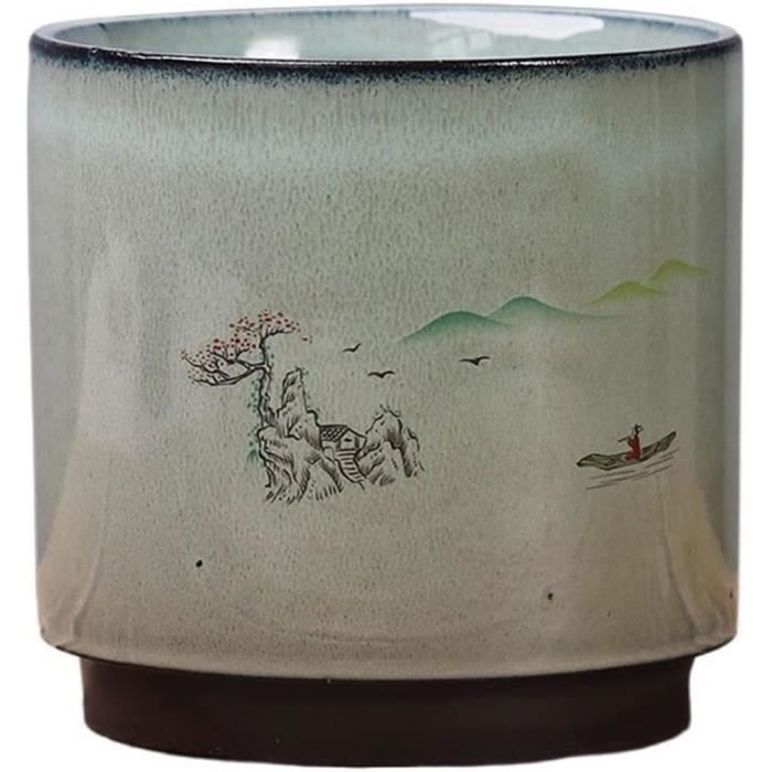 LE TAUCI Pot De Fleurs En Céramique 30 Cm Avec Soucoupe Et Trou De Drainage - Cache-Pot Blanc Pour Plantes D'Intérieur Et Extérieur