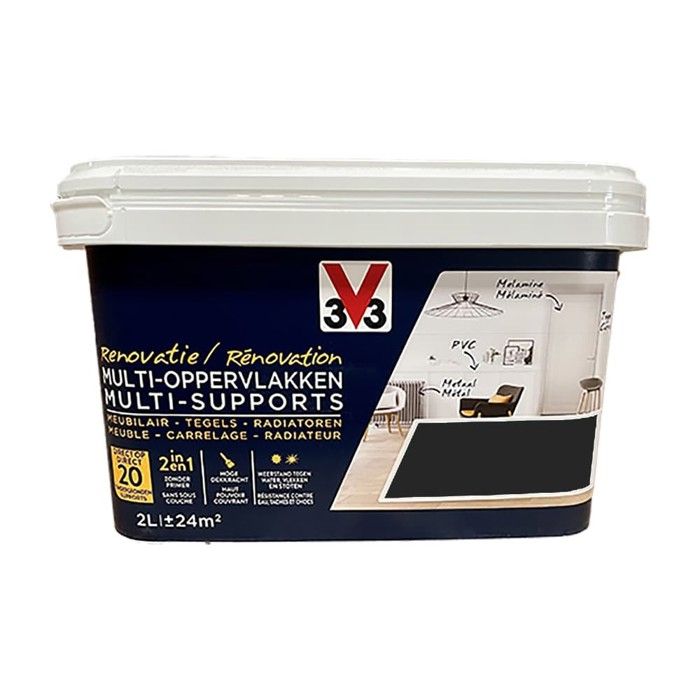 Peinture Rénovation Multi-supports V33 – 2L, Satin, Pour Intérieur, Couvre Tout