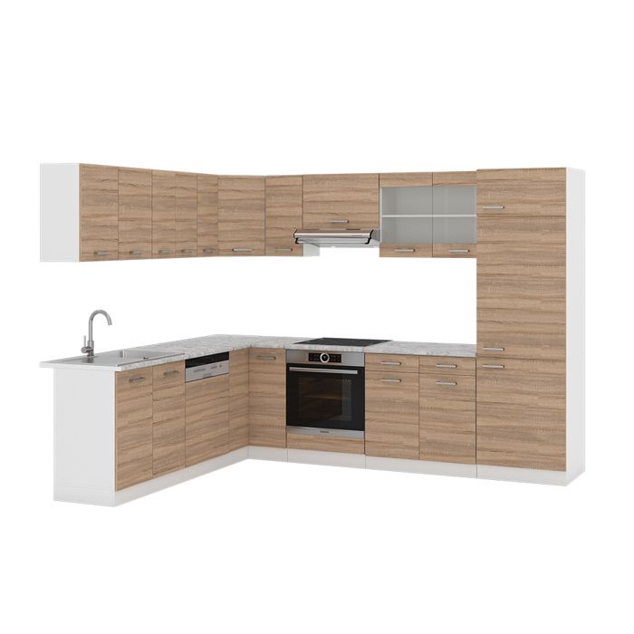 Cuisine Intégrée Vicco R-Line Blanc Sonoma - Bloc Cuisine Moderne - Neuf