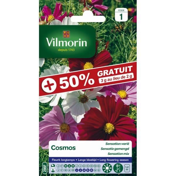Sachet graines Cosmos à grande fleurs Varié +50% gratuit -Cosmos bipinnatus  - Cdiscount Jardin