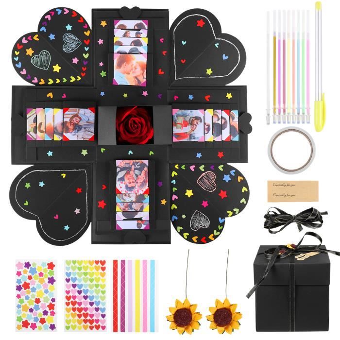 1 Set Creatif A La Main Carre Explosion Boite Surprise Scrapbook Pour Anniversaire De Mariage Saint Valentin Boite Cadeau Cdiscount Beaux Arts Et Loisirs Creatifs