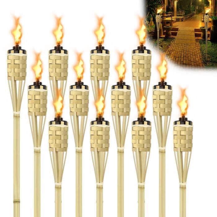 Lot De 40 Torches De Jardin En Bambou - 90cm Avec Mèches Pour Ambiance