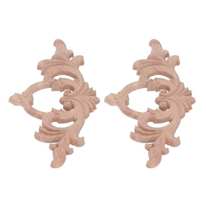 10X Appliques En Bois Onlays Appliques Décoratives En Bois Bricolage Appliques En Bois Pour Miroir Lit Porte Armoire Armoire Meubles