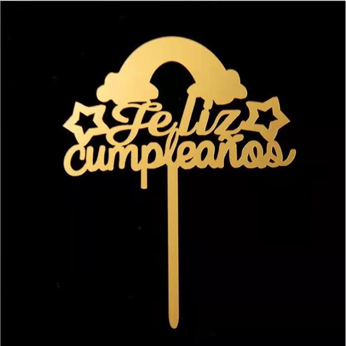 FIGURINE DECOR DE GATEAU,5Décoration de gâteau en acrylique doré