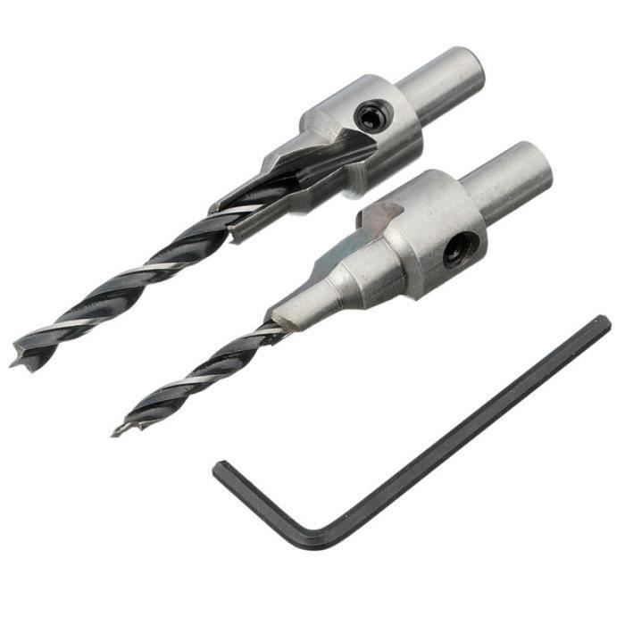 7pcs 5 Flûte Countersink Mèche Foret Fraise à Bois Bits Conique Alésoir