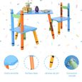 DREAMADE Ensemble Table et 2 Chaises Enfant en Bois avec Forme de Crayon pour Trvailler,Manger,Dessine, Garçons Coloré-1