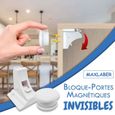 10 Bloque Porte Invisible + 2 Clés Magnétique + Outil, Sécurité Enfant Porte Placard et Tiroir, Bloc Porte Securite Bebe-1
