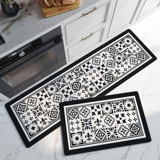 Tapis De Cuisine Antidérapant Et Anti-fatigue YCDZ - Noir 45x75 Cm - PVC Imperméable Résistant à L'huile