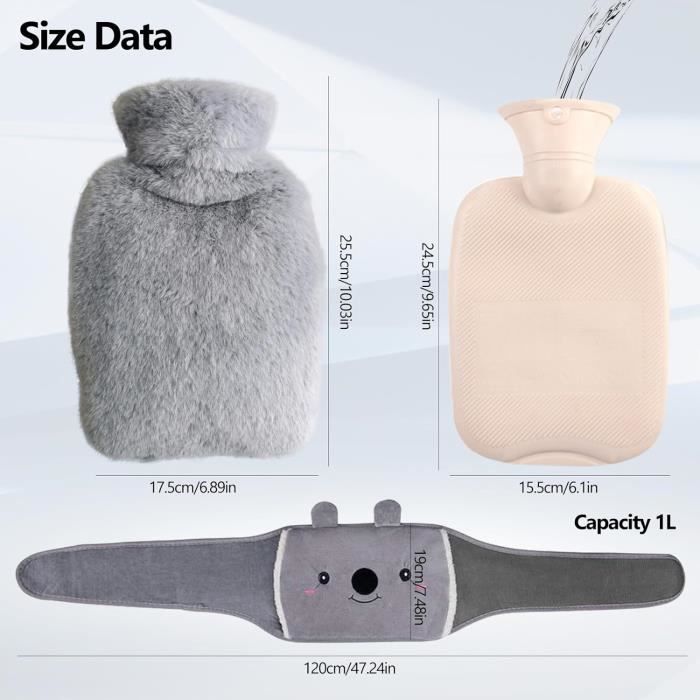 Bouillotte ceinture à eau 1L | 6h de chaleur, Chat noir Kawaii - Miss Bouillotte