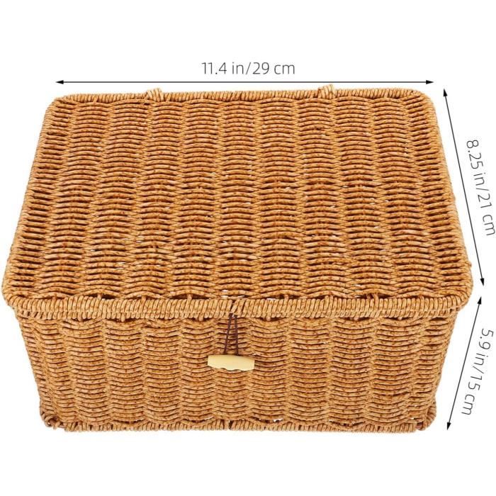 Petit Panier Osier Coffret Avec Couvercle Et Poignée - Artisanal (Années 60)