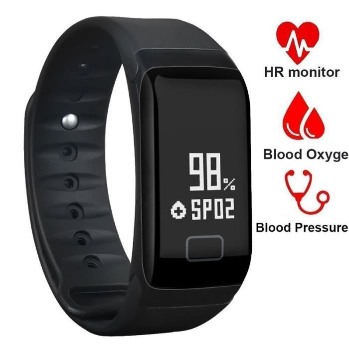 Montre connectee F1 Smart Fitness Bracelet etanche bande intelligente pression arterielle moniteur de frequence Type Black Cdiscount Telephonie