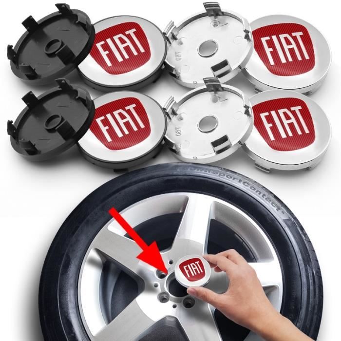 4 Autocollants Cache-moyeux Pour Abarth 500 500L 500X Bravo - Diamètre 50mm, Logo Abarth, Noir Et Rouge - 1