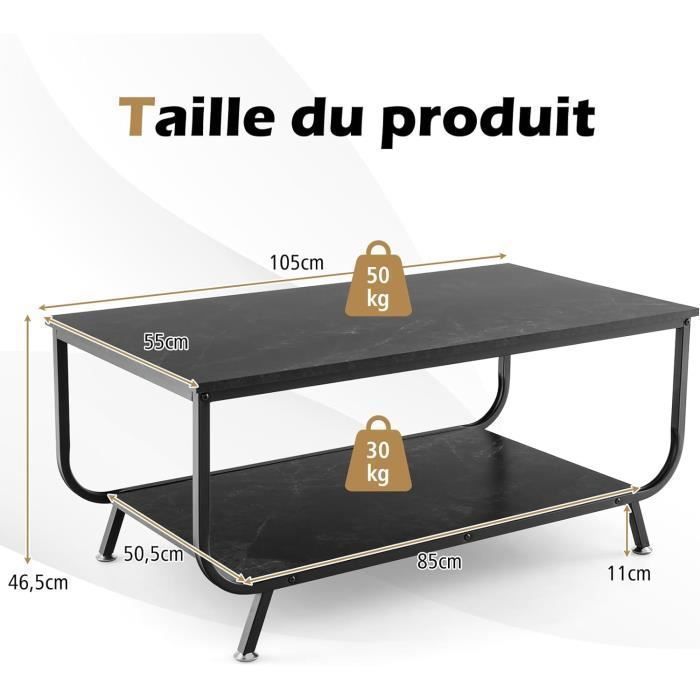 GOPLUS Table Basse Salon à 2 Bacs Table d’Appoint de Salon eois Rectangulaire Moderne à 2