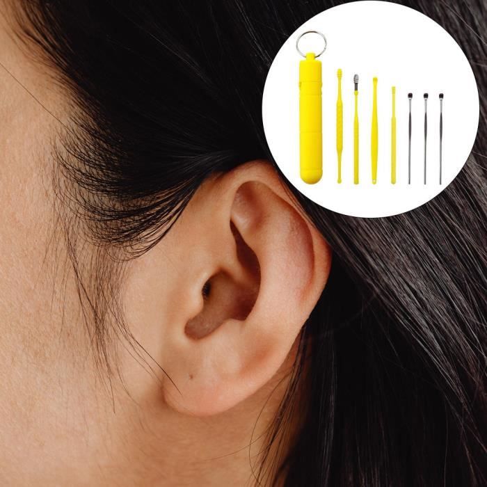 7 pièces outil de retrait de cire d'oreille réutilisable en acier
