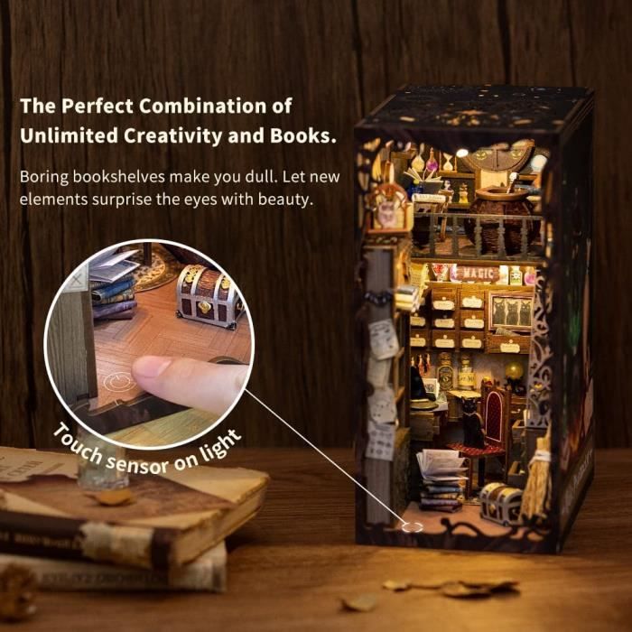 Serre-Livres d'art avec Lumière LED - Puzzle 3D en Bois - DIY Book Nook Serre-Livres d'art avec Lumière LED - Puzzle 3D en Bois - DIY Book Nook