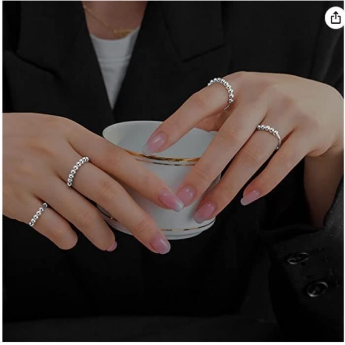 Bague d'anxiété opale avec perles mobiles, bague anti-stress Fidget, bague  réglable en argent sterling 925, cadeau pour femme/maman/petite amie