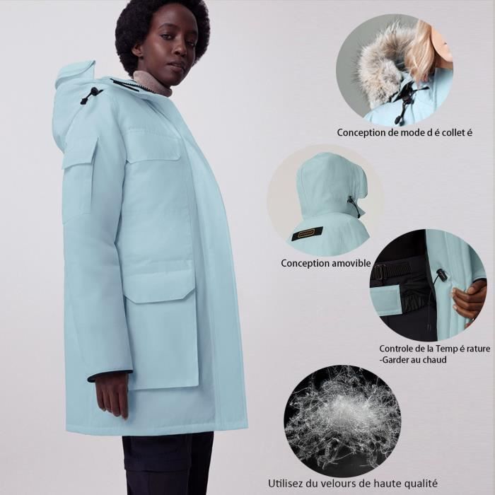 Canada Goose Expedition Doudoune de Randonnee Homme et Femme Parker Anorak Deperlant Veste d exterieur Manteau Rembourre Light Blue Bleu clair Cdiscount Pret a Porter