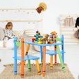 DREAMADE Ensemble Table et 2 Chaises Enfant en Bois avec Forme de Crayon pour Trvailler,Manger,Dessine, Garçons Coloré-2