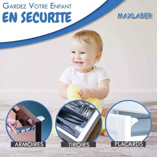 seguryy Fermeture de sécurité en Plastique pour Porte, tiroir, Armoire,  Placard pour Enfant et Bébé 16 cm