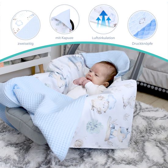 Nid D'Angle Couverture Bébé 90x90 Cm - Chancelière Siège Auto/Poussette Hiver Lavable