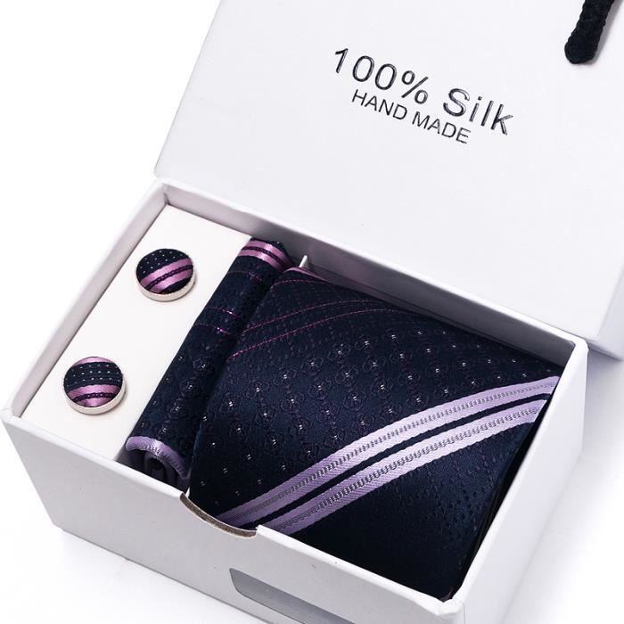 Ensemble Cravate Ascot En Soie - Motif Paisley Vert/marron - Poche Carrée Et Boutons De Manchette Inclus