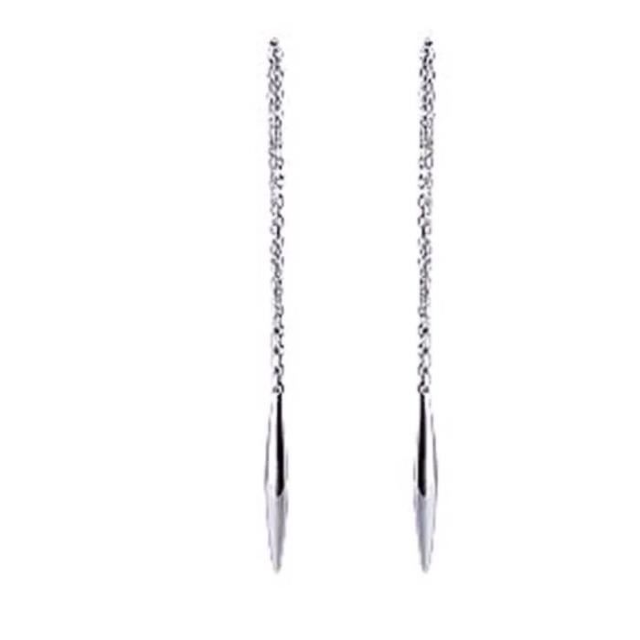 Boucles D'oreilles Créoles Striées En Argent Massif 925/000 Rhodié - 4 Cm, Neuf Avec étiquettes Bijouxia