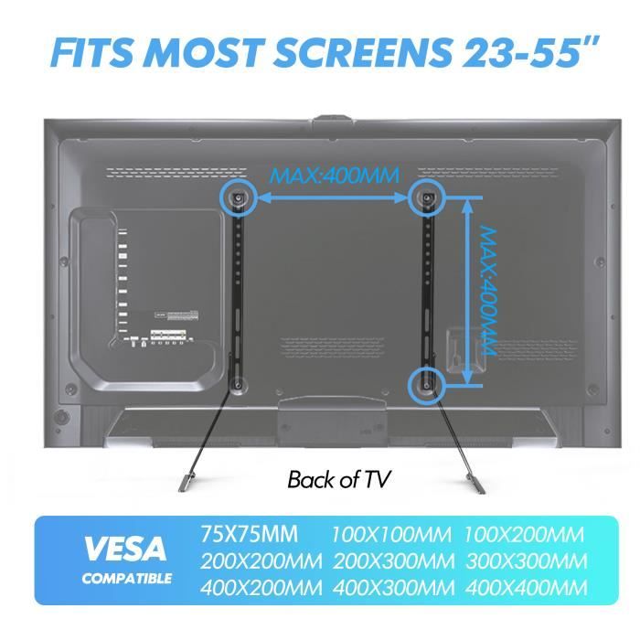 Support TV mural inclinable, tournant et pivotant pour LCD, LED Plasma  40-65'' jusqu'à 50 kg