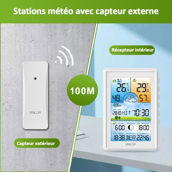 Station Météo Intérieur/extérieur Sans Fil - écran 7,4", Capteur 7 En 1 (vent, Pluie, Température...)