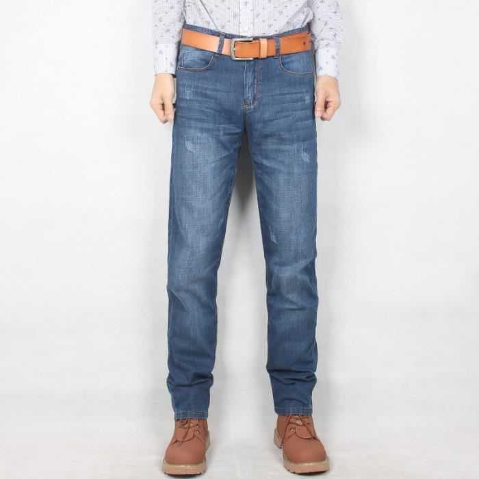 Jeans Homme a la mode habille Hommes d lav Jean avec Droit Bleu