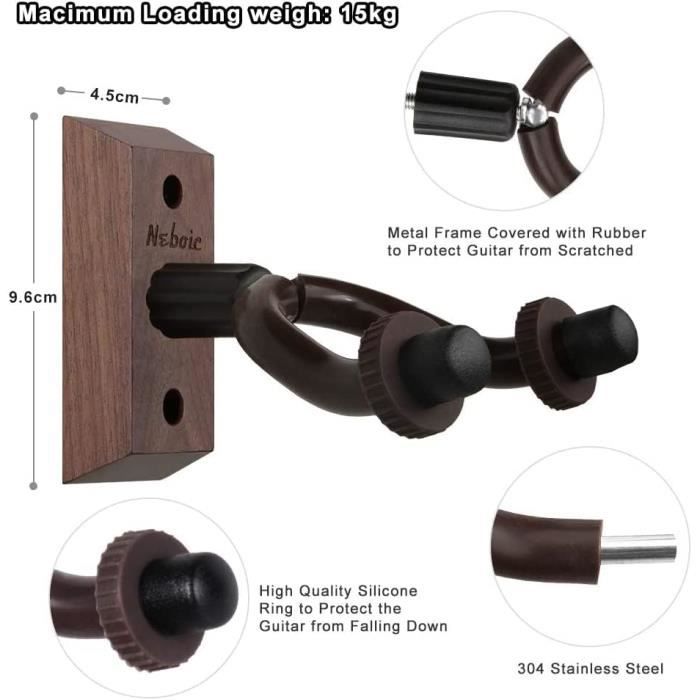 Support Guitare Mural Lot De 2 Supports Uraux En Bois De Frêne