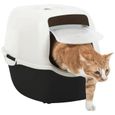 SACHA Maison de toilette pour chat - Bac à litière - 56 x 40 x 39 cm - Noir et blanc - PET DESIGN-3