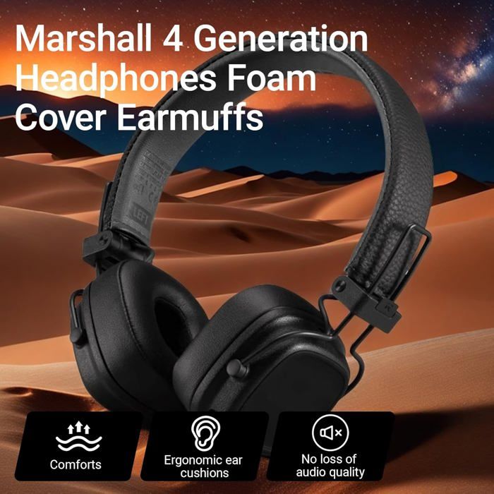 Coussins D'oreille Remplacement Pour Casque Marshall Major III - Mousse Mémoire Et Cuir Protéiné