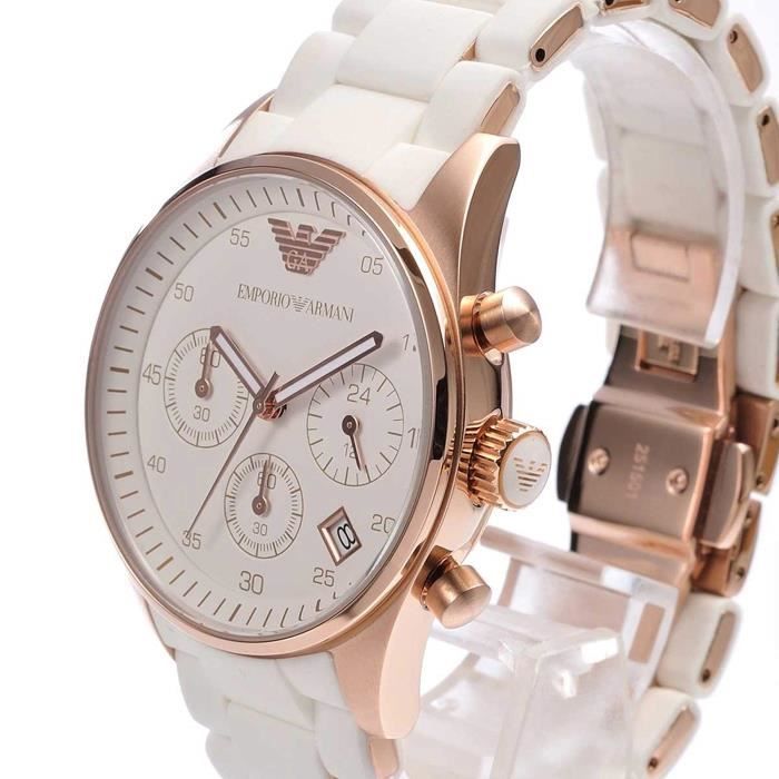 Montre Bracelet VQZZO Les femmes Emporio Armani AR5920 White Rose d or Sportivo Montre Achat vente montre Femme Adulte Noir Acier Cdiscount