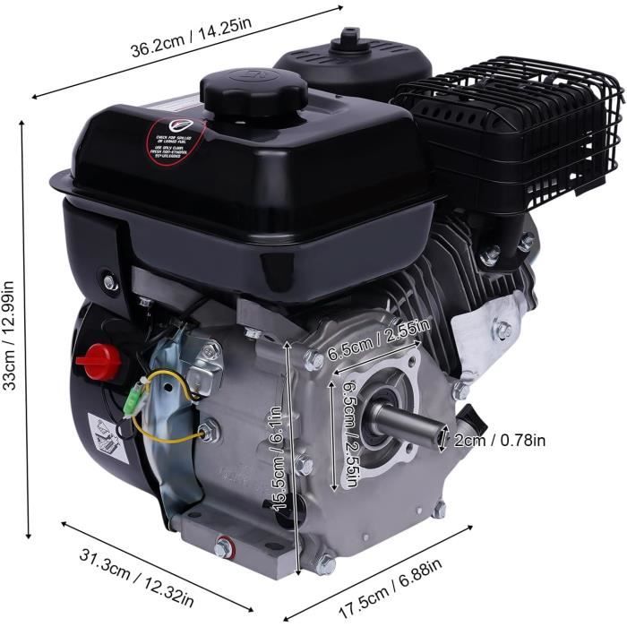 Moteur Essence 4 Temps 7,5 CV (215 Cm³) - Pour Générateur, Pompe, Kart, Outils Agricoles