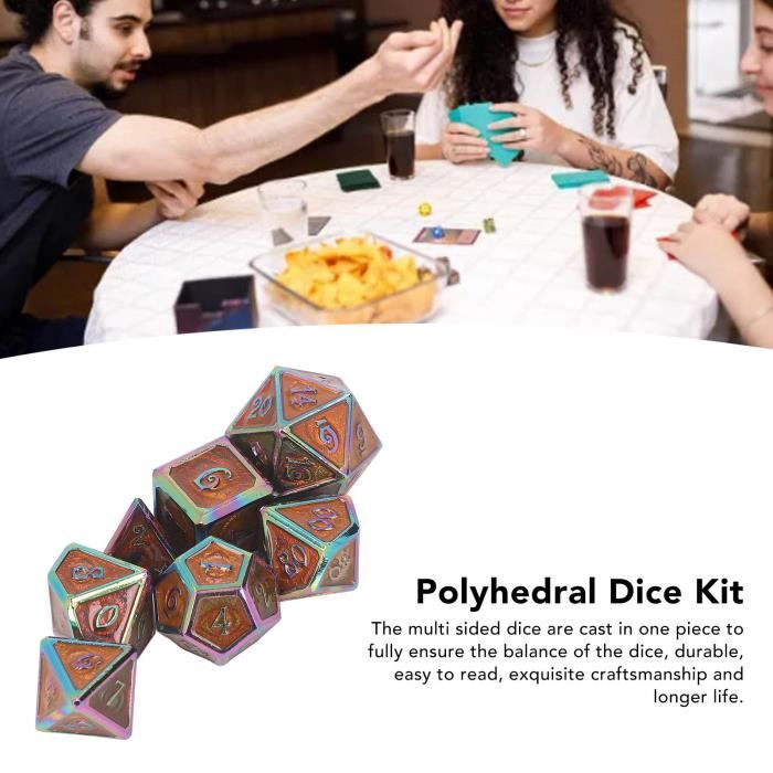 Jeu de dés en métal 7 pièces jeu de dés en alliage de Zinc différentes