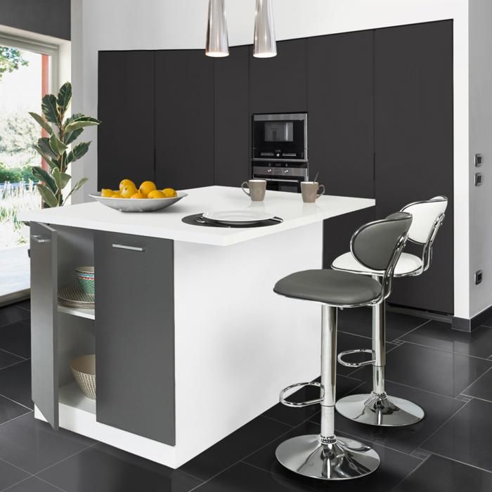 IDMarket Kücheninsel IVO – 100 Cm Breit, Weiß Mit Anthrazitgrauer Platte, Stauraum, Selbst Montierbar