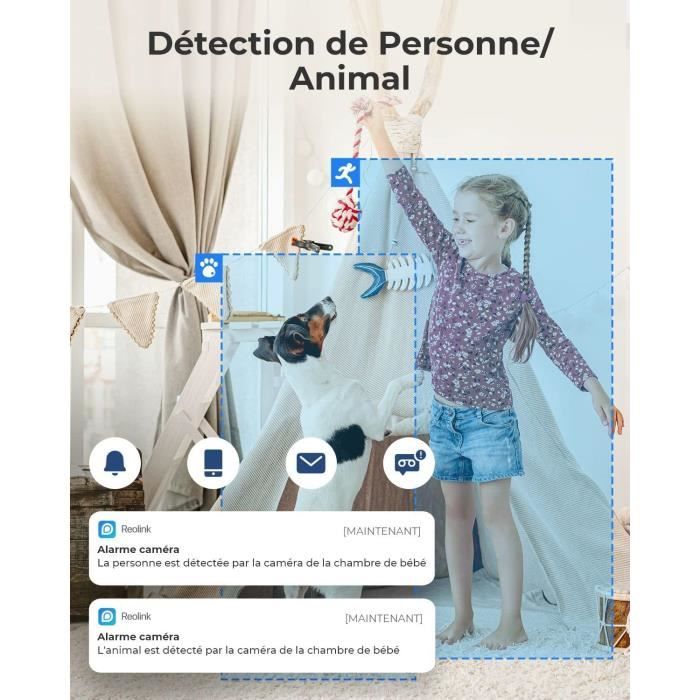COCOCAM Caméra Surveillance Intérieur 5MP | WiFi 2,4/5GHz | Détection Mouvement AI | 355° Rotation