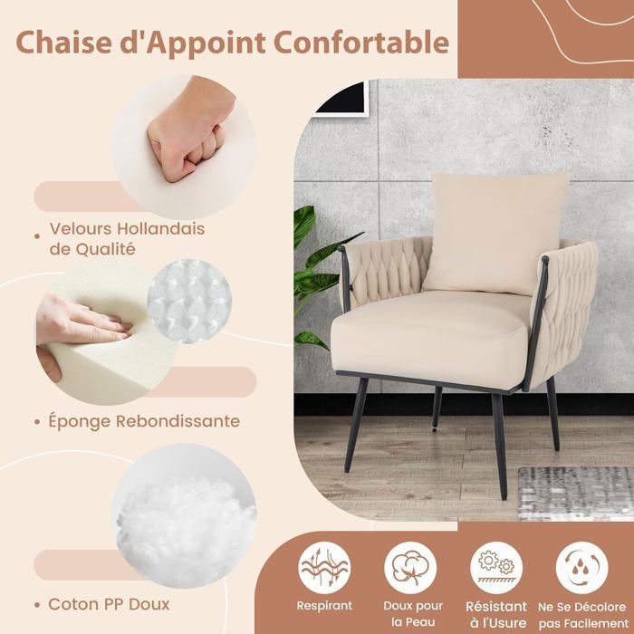 COSTWAY Fauteuil Salon Scandinave, avec Repose-Pieds Pliable, Canapé Relax Confortable en Sherpa avec Oreiller et Poche Latérale, Fauteuil Chambre pour Lecture, Cadre en Métal Charger 136 kg, Gris