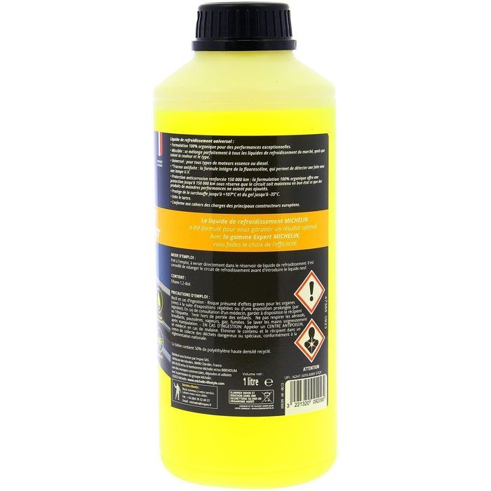 Liquide de refroidissement - MICHELIN - Jaune - UNIVERSEL tous moteurs - 1L  - Cdiscount Auto