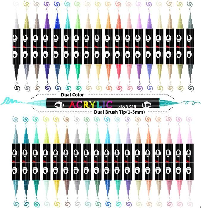 Marqueurs Acryliques à Double Pointe, 24/48/72 Couleurs, Stylos à Peinture, Double Pointe Pour Peinture Sur Roche, Pierre, Céramique, Fournitures De Dessin Pour Bricolage