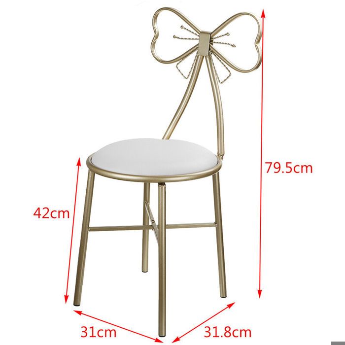 Tabouret De Maquillage Chaise Coiffeuse Coquille Avec Dossier - Pieds Métal Doré, Siège Rembourré