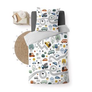 Parure De Lit Degrees Home Jurassic Pour Enfant 90x190 Cm - Draps 50% Coton 50% Polyester Bleu - 3 Pièces