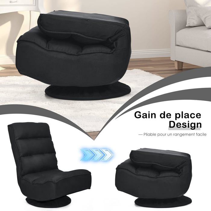 GOPLUS Chaise de Sol Pliante avec 6 Positions Réglables, Fauteuil Convertible Paresseux Inclinable Rembourré d'Éponge, Chaise de Plancher pour Maison, Bureau, 98×44×7CM (Bleu