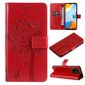 Coque pour Xiaomi Redmi 10C/Xiaomi Poco C40 6.71" , Portable Relief Arbre Chat Papillon Modèle Étui pour Téléphone Rouge cover case