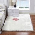  Blanc Tapis Salon carpet tapis chambre d’enfant Mouton Art tapis imitation environ 80x180cm tapis couverture de fourrure fausse -0