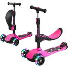 BRAND BremToy Trottinette Enfant 3 en 1 avec Siège Pliant, Trottinette 3 Roues à LED pour Enfant, Patinette Enfant réglable en Hauteur