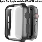 GREATLIZARD Coque rigide PC + Verre trempé pour Apple Watch Series 6/SE/5/4, 44mm - Noir